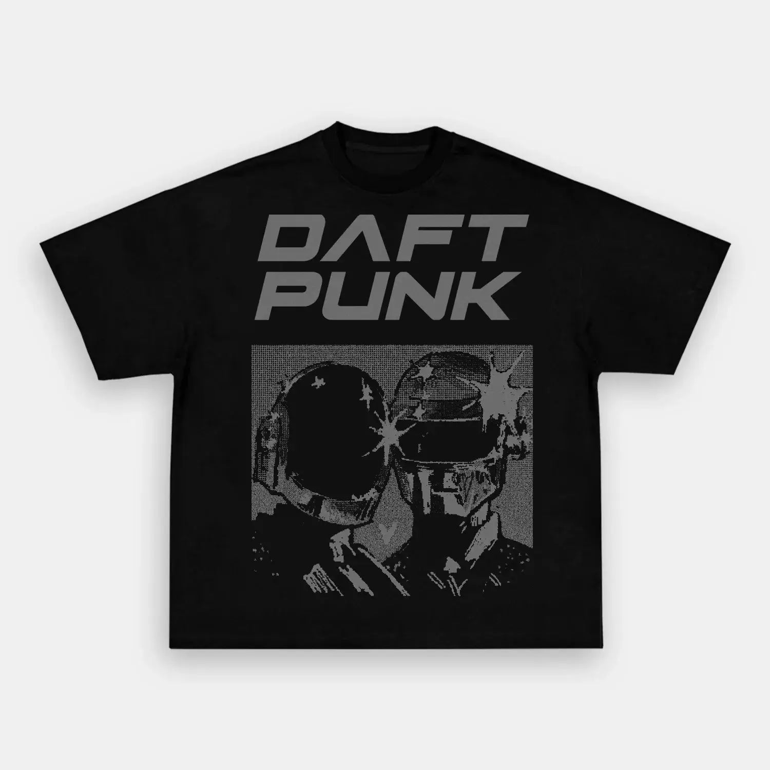 BLACK AND WHIT PIXEL DAFT PUNK TEE - POPCHANGER