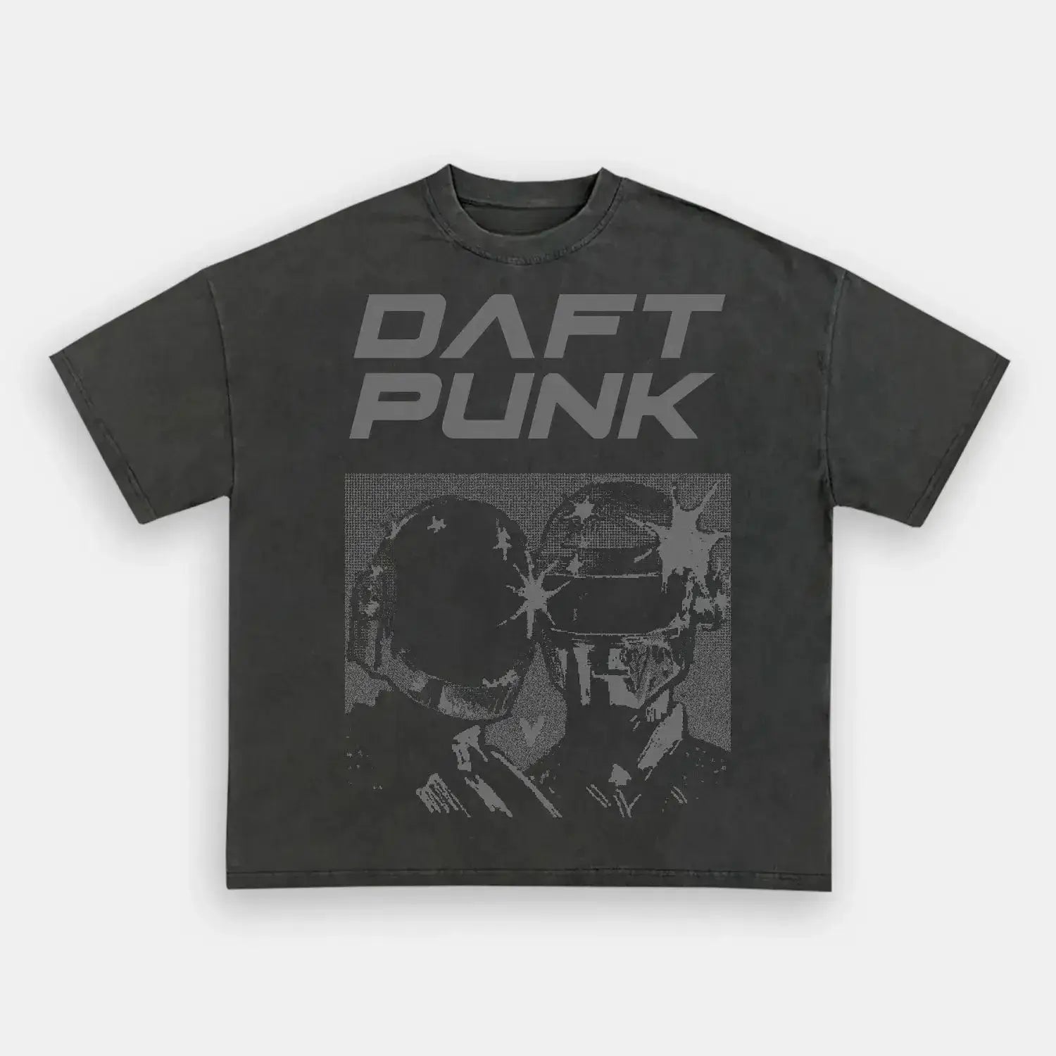 BLACK AND WHIT PIXEL DAFT PUNK TEE - POPCHANGER